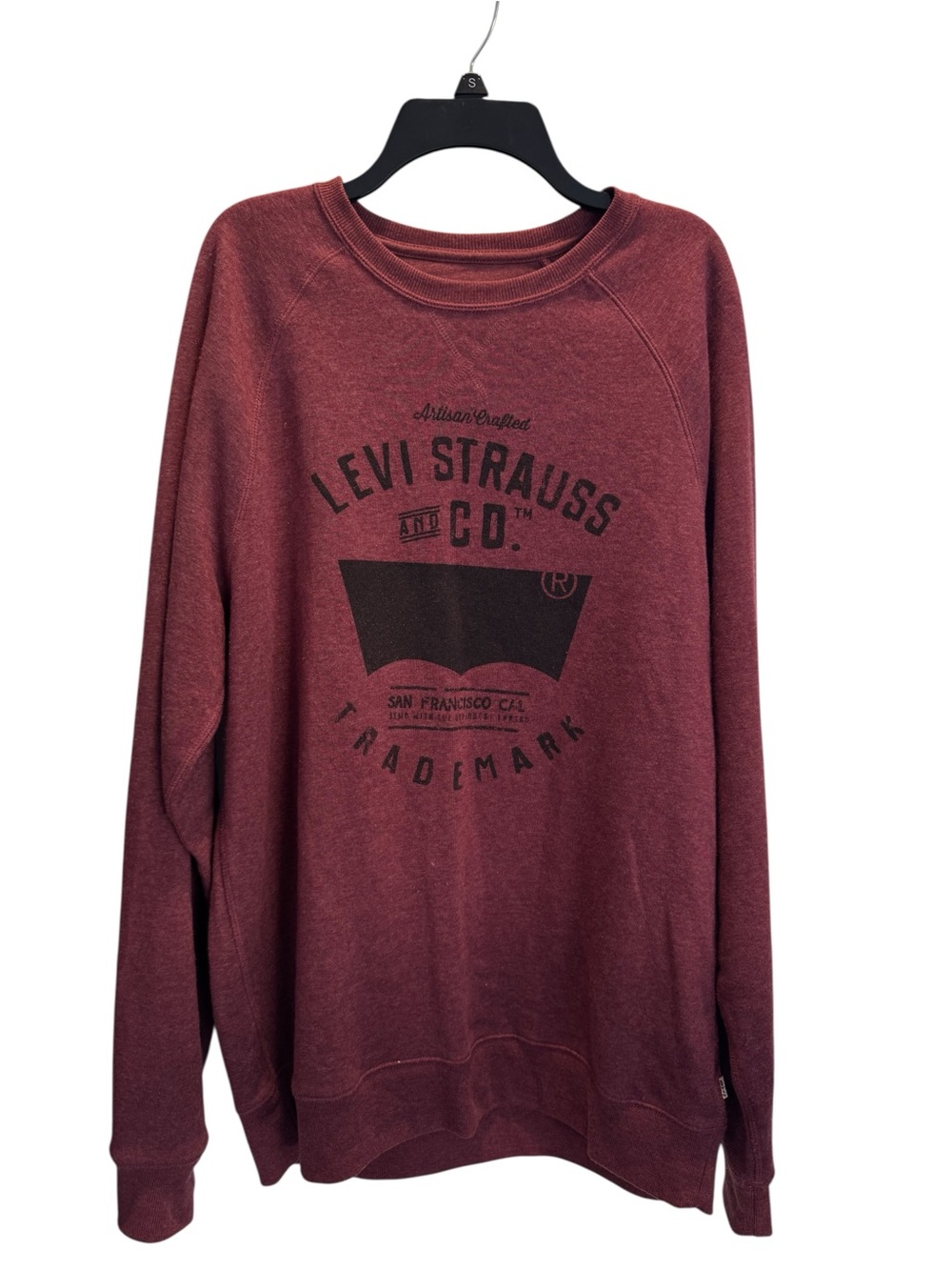 Levi's Men's Maroon Logo Crewneck Long Sleeve Sweatshirt